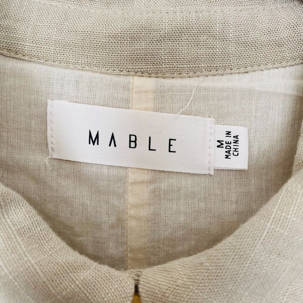 MABLE Tan Linen Blend Pocket Belted Summer Vacation Cruise Beach Romper Size M - Picture 9 of 10